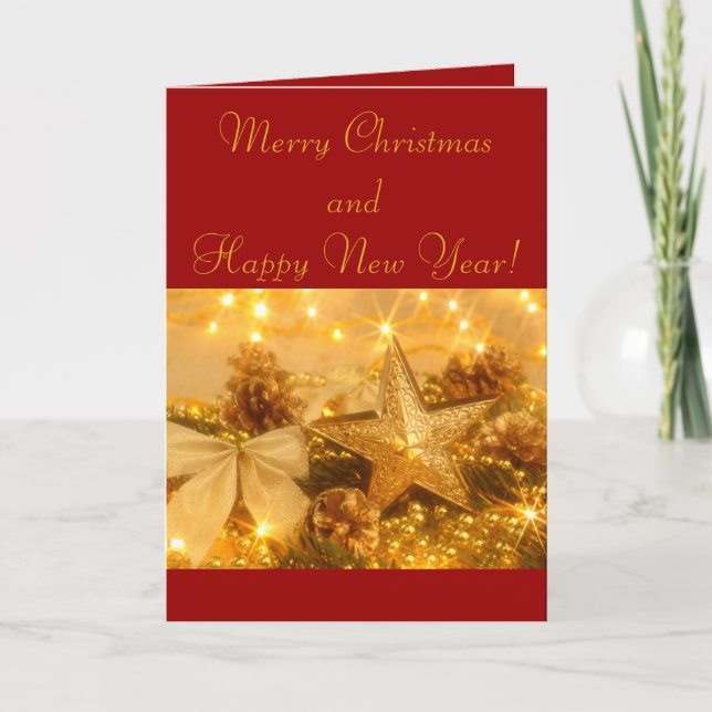 Golden Christmas & New Year Greeting Card (Front)