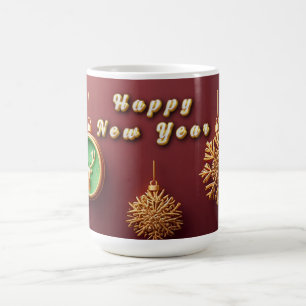 Golden Christmas Ornaments with Reindeer Coffee Mug