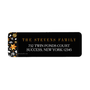 Golden Christmas Return Address Label