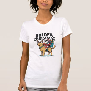 Golden Christmas Santa Riding Retriever Shirt Desi