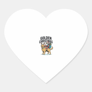 Golden Christmas Santa Riding Retriever Shirt Desi Heart Sticker