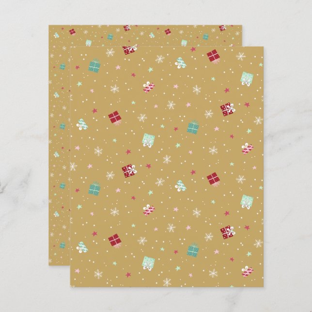 Golden Christmas Scrapbook Paper (Front/Back)