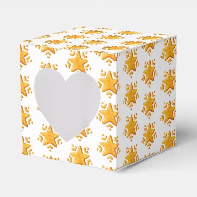 Golden Christmas Snow Pattern Favour Box (Front Side)