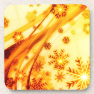 Golden Christmas Snowflakes Coaster