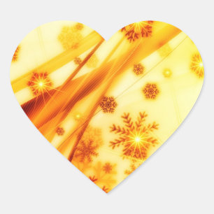 Golden Christmas Snowflakes Heart Sticker