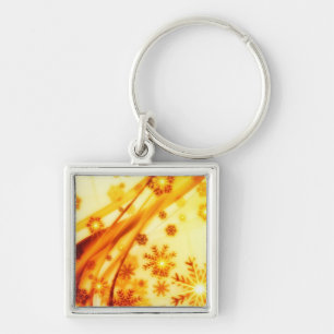Golden Christmas Snowflakes Key Ring