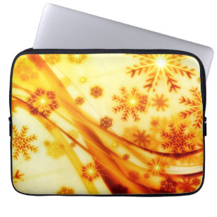Golden Christmas Snowflakes Laptop Sleeve