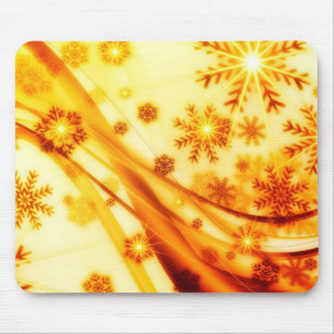 Golden Christmas Snowflakes Mouse Pad