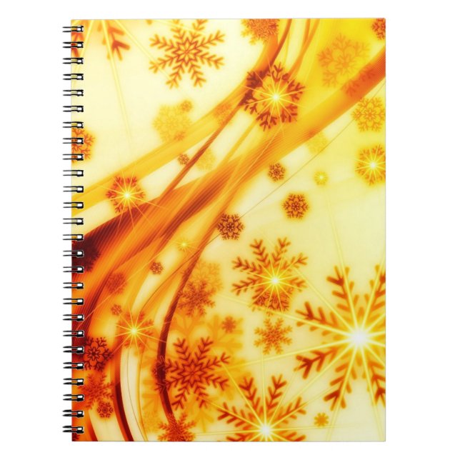 Golden Christmas Snowflakes Notebook (Front)