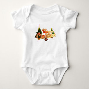 Golden Christmas Sparkle - Festive Tree Baby Bodysuit