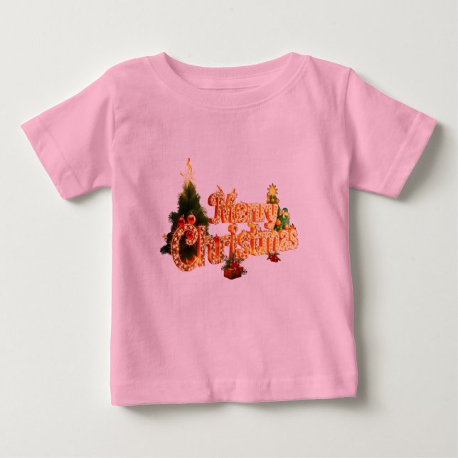Golden Christmas Sparkle - Festive Tree Baby T-Shirt (Front)