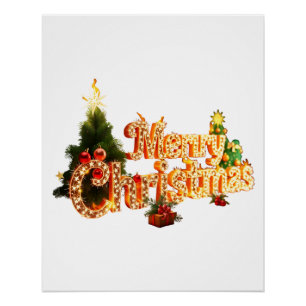 Golden Christmas Sparkle - Festive Tree Poster