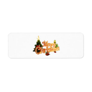 Golden Christmas Sparkle - Festive Tree Return Address Label