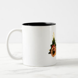 Golden Christmas Sparkle - Festive Tree Two-Tone Coffee Mug