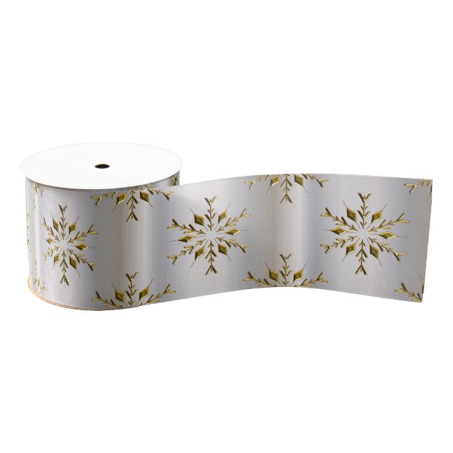 Golden Christmas Stars Grosgrain Ribbon (Spool)