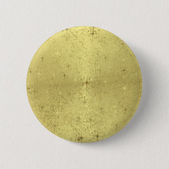 Golden Christmas Stars on Foil Paper 6 Cm Round Badge (Front)