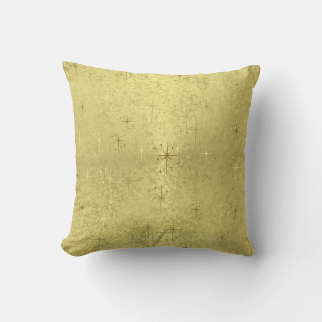 Golden Christmas Stars on Foil Paper Cushion (Front)