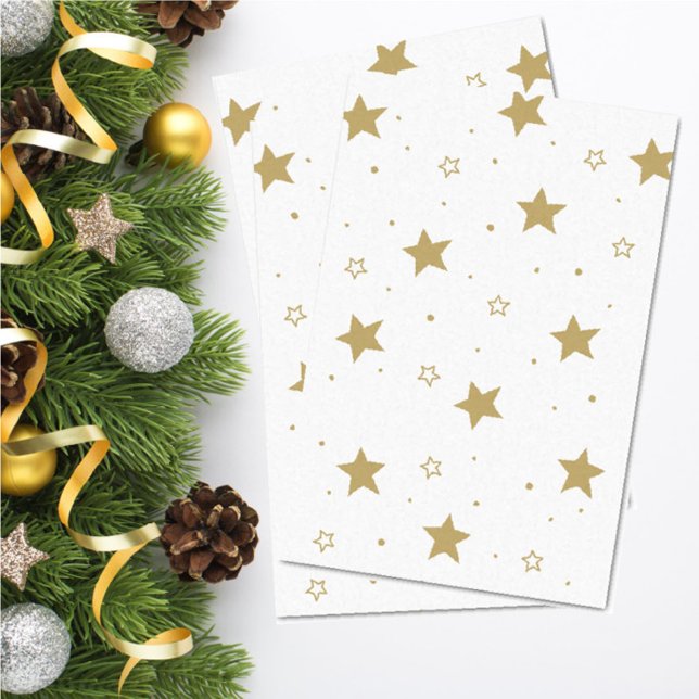 Golden Christmas Stars Wrapping Tissue Paper  (Creator Uploaded)