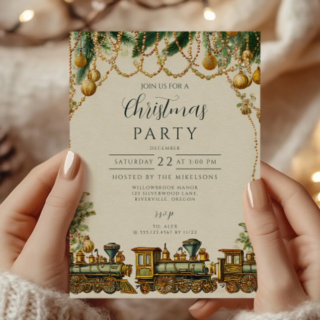 Golden Christmas Train Invitation (Creator Uploaded)