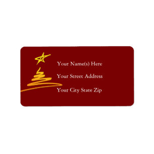 Golden Christmas Tree Address Label