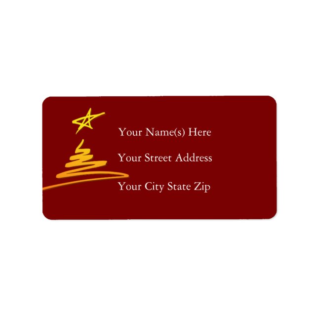 Golden Christmas Tree Address Label (Front)