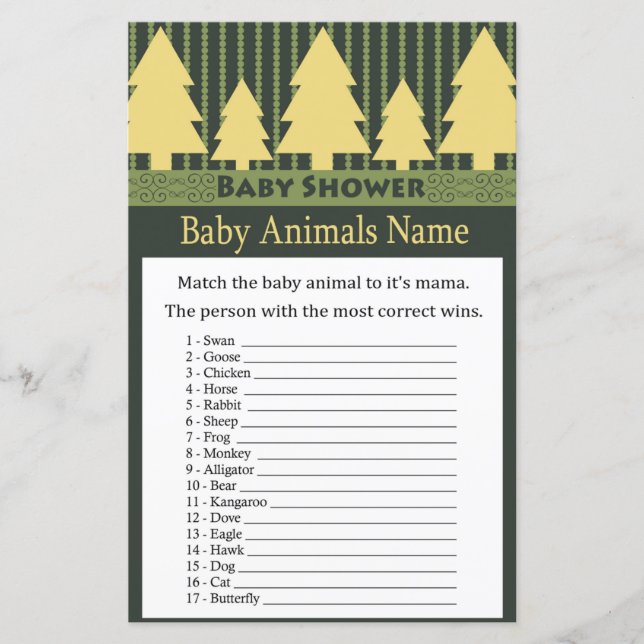 Golden Christmas Tree Baby Animals Name Game (Front)