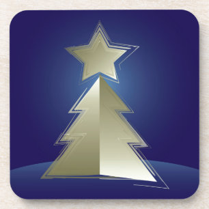 Golden Christmas tree Coaster