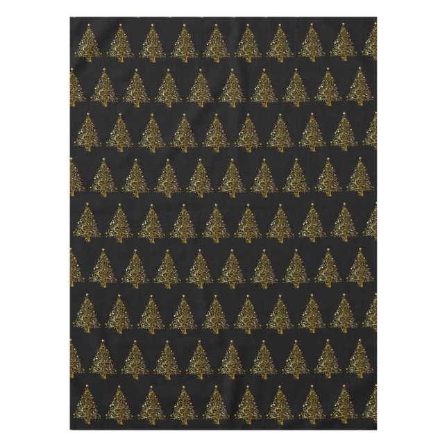 Golden Christmas Tree Designer Tablecloth - Small (Front)