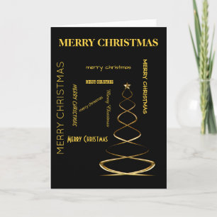 Golden Christmas Tree Holiday Card