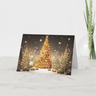 Golden Christmas Tree Holiday Card