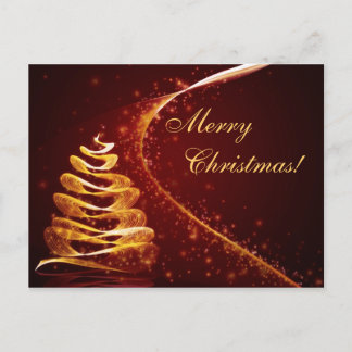 Golden Christmas Tree Holiday Postcard
