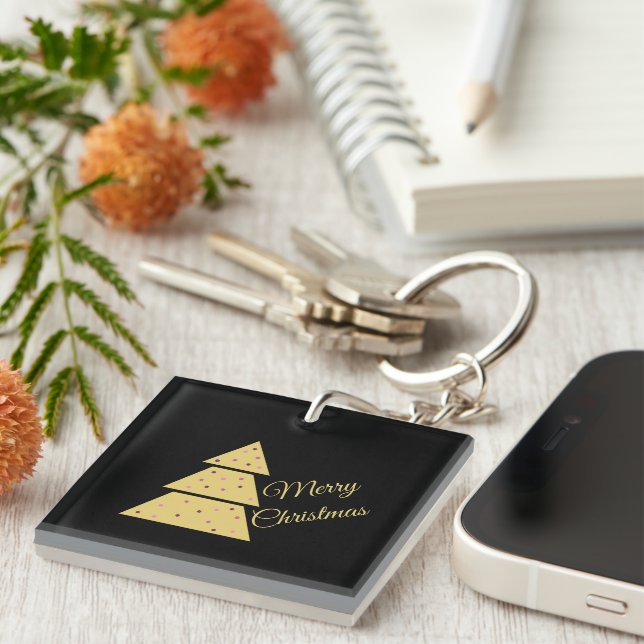 Golden Christmas Tree Key Ring (Front Right)