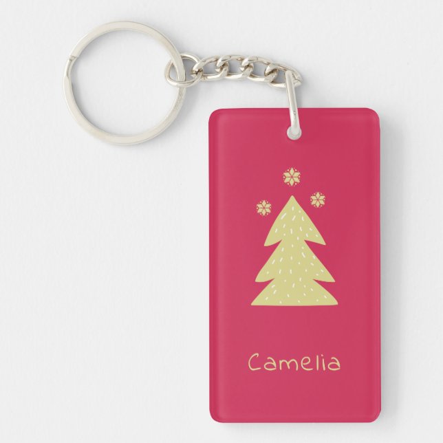 Golden Christmas Tree Key Ring (Front)