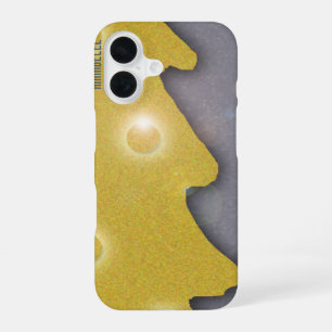 Golden Christmas Tree on Grey with Text iPhone 16 Case