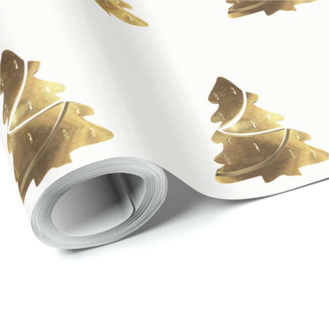 Golden Christmas Tree Pattern with Candles Elegant Wrapping Paper (Roll Corner)
