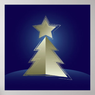 Golden Christmas tree Poster