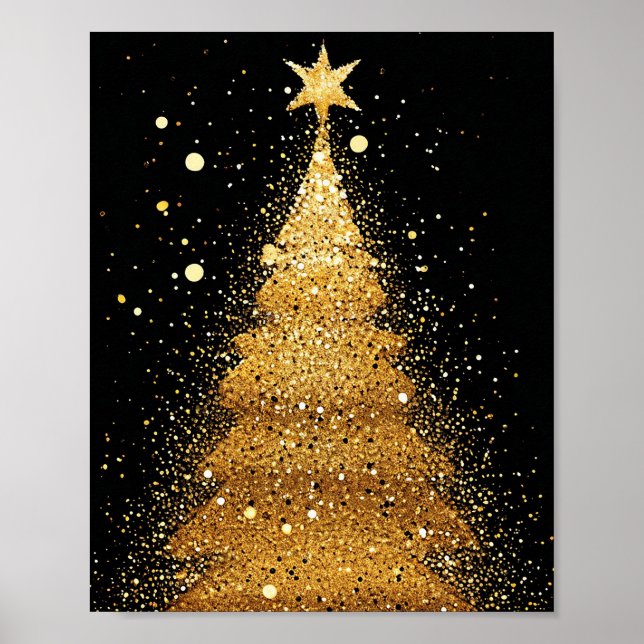 Golden Christmas tree Poster (Front)