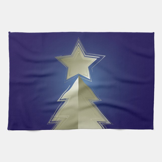 Golden Christmas tree Tea Towel (Horizontal)