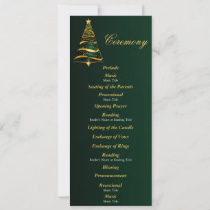 Golden Christmas Tree Wedding Ceremony Program