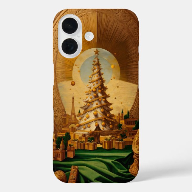 Golden Christmas Tree with Eiffel Tower Case-Mate iPhone Case (Back)