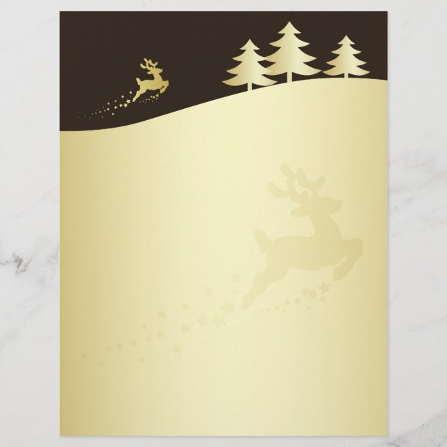 Golden Christmas Tree with Reindeer (Front)