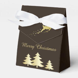 Golden Christmas Tree with Reindeer Favour Box