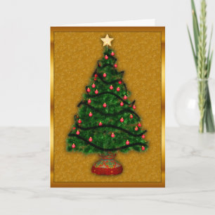 Golden Christmas Tree Xmas Card