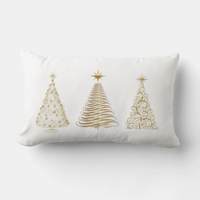 Golden christmas trees lumbar cushion (Front)