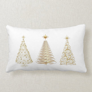 Golden christmas trees lumbar cushion
