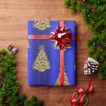 Golden Christmas Trees on Blue Wrapping Paper<br><div class="desc">A colourful and decorative blue Christmas wrapping paper featuring a pattern of glittering, golden Christmas trees over a metallic blue background, to add a sophisticated and elegant touch to your Christmas gifts this holiday season. (Designer notes: there is also matching stickers, gift box, gift bag, gift tag, envelope, ribbon and...</div>