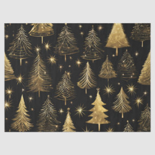 Golden Christmas Trees Wrapping Decoupage Craft Tissue Paper