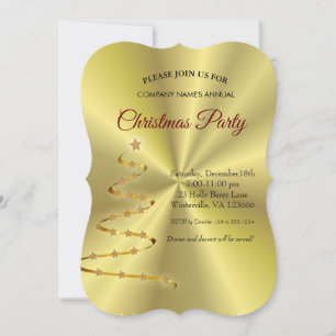 Golden Christmas treestar Invitation