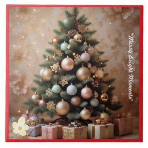 "Golden Christmas Wishes" Ceramic Tile