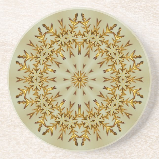 Golden Christmas Wreath Coaster (Front)